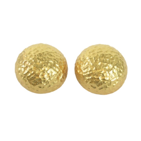 CHRISTIAN DIOR hand hammered 14k gold plated clips - Picture 2 of 8